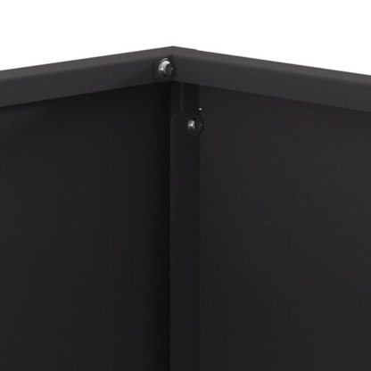 Square decorative fire pit leg and base detail - matte black steel - Pyrova