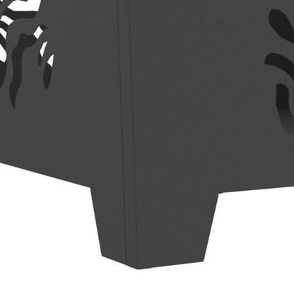 Square decorative fire pit leg and base detail - matte black steel - Pyrova
