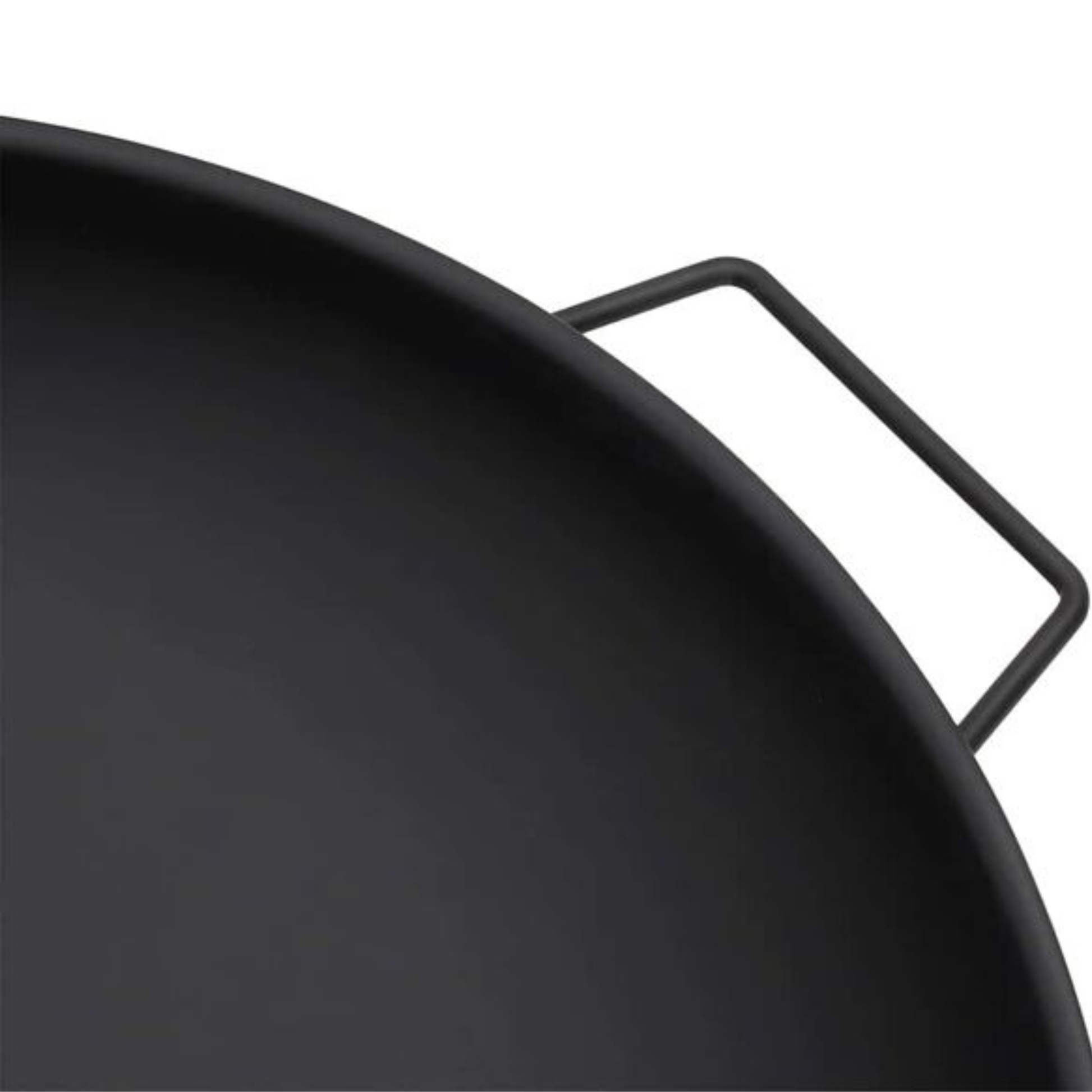 Cast iron fire pit bowl square handle close up - matte black finish - Pyrova