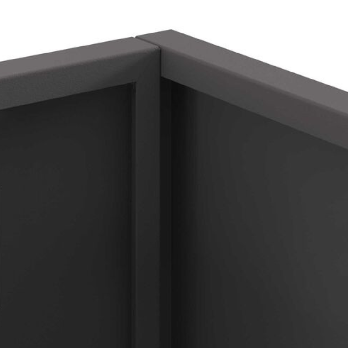 Rectangular grid fire pit corner detail - matte black steel construction - Pyrova
