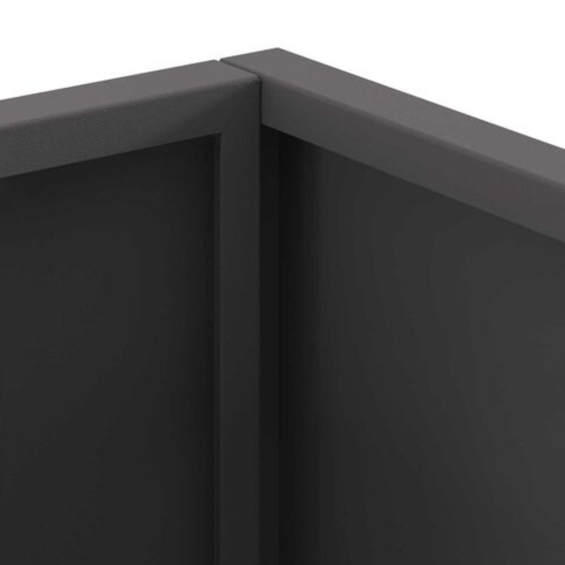 Rectangular grid fire pit corner detail - matte black steel construction - Pyrova
