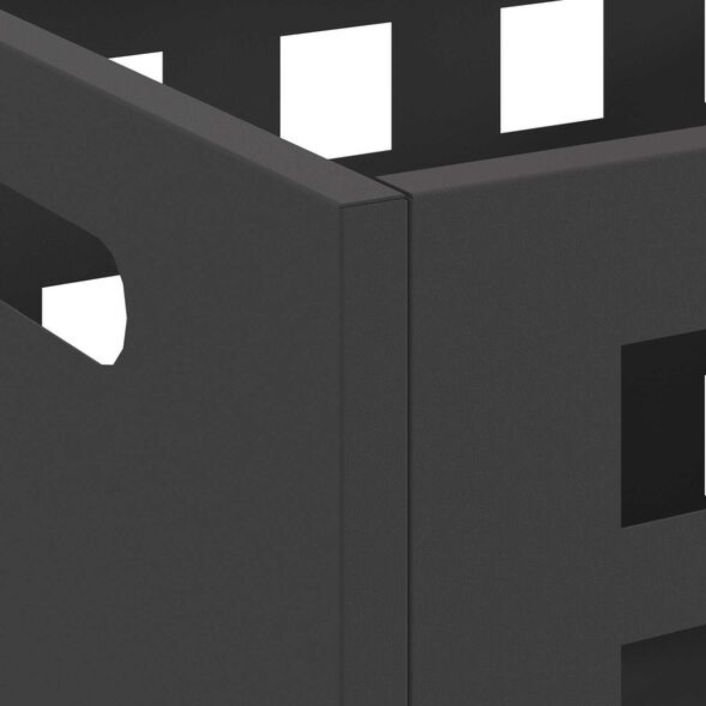 Rectangular grid fire pit handle and corner detail close up - Pyrova
