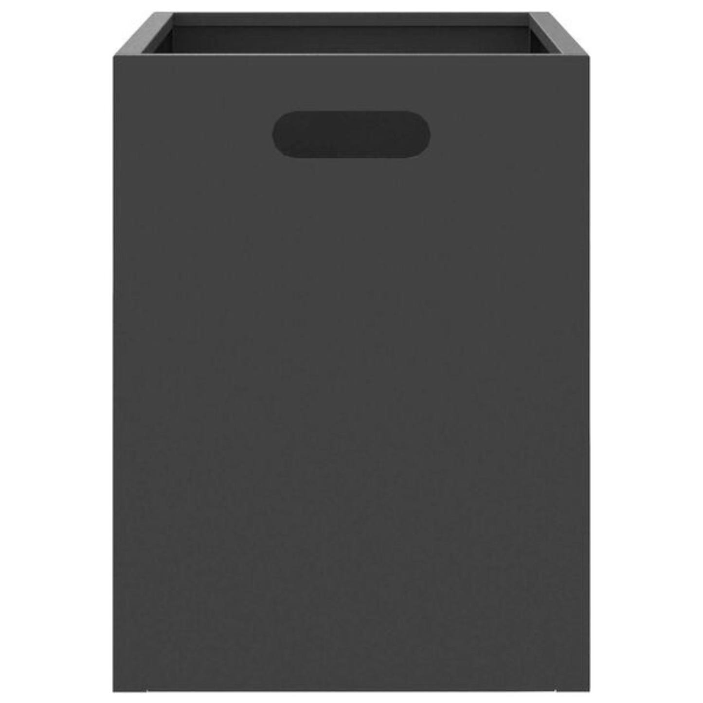 Rectangular grid fire pit side view with carry handle - matte black steel - Pyrova
