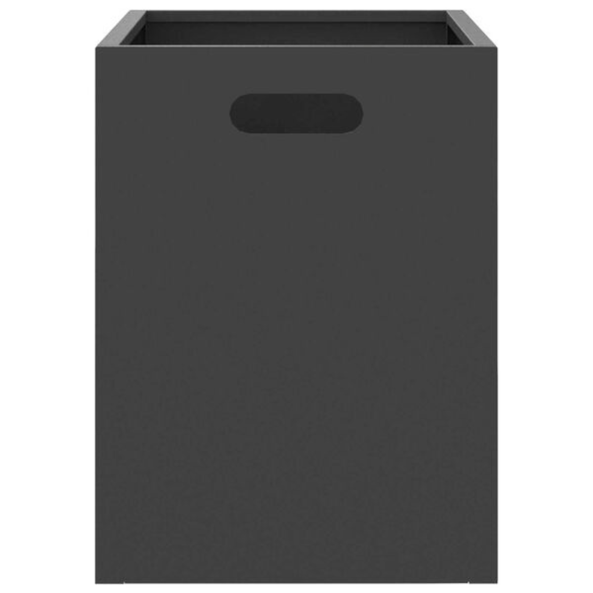 Rectangular grid fire pit side view with carry handle - matte black steel - Pyrova
