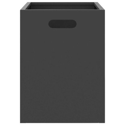 Rectangular grid fire pit side view with carry handle - matte black steel - Pyrova
