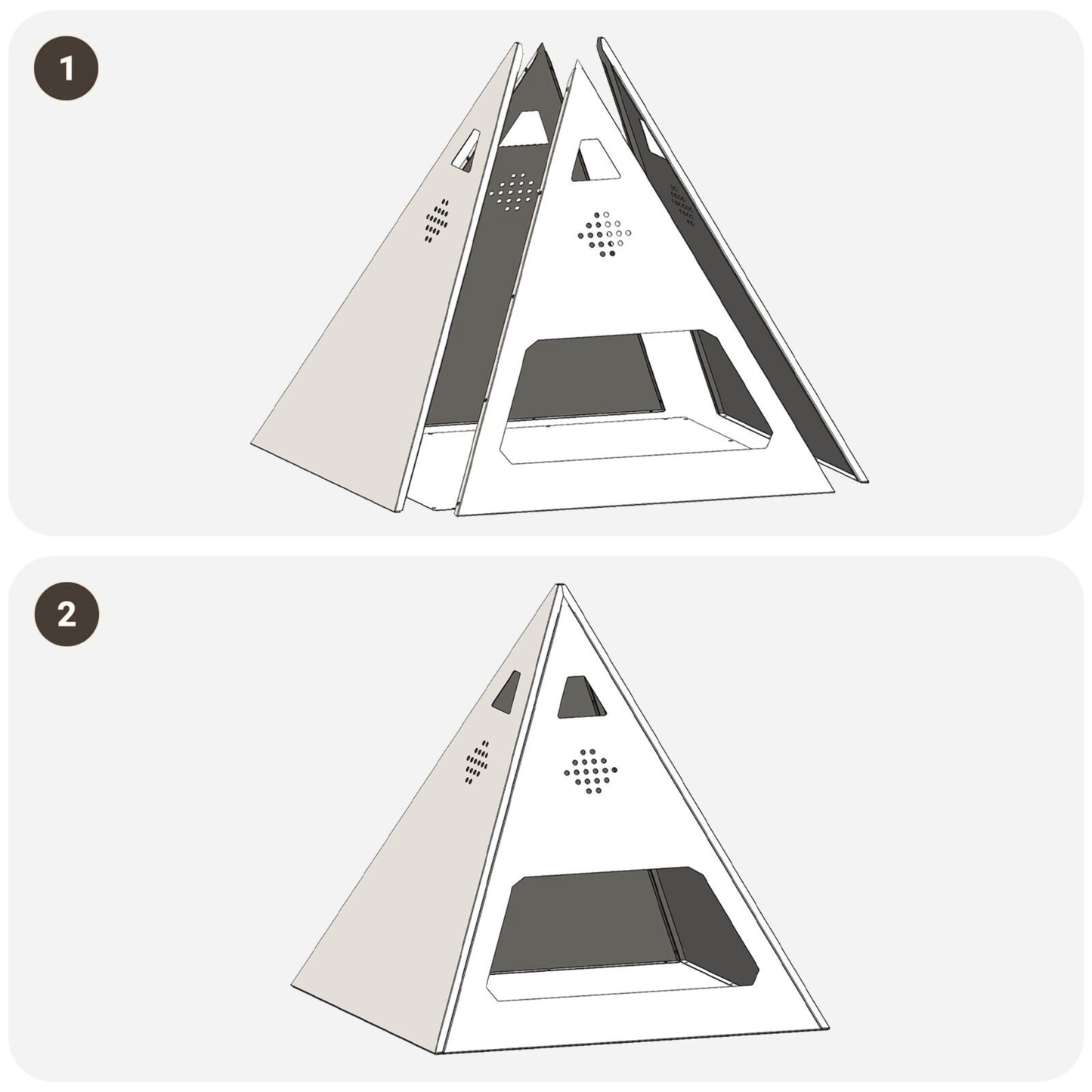 Pyramid chiminea assembly guide step 1 and 2 - easy self assembly - Pyrova