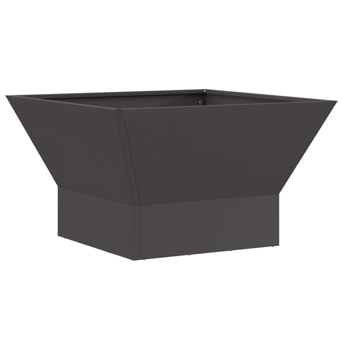 Tapered square steel fire pit 60x60cm angle view - black steel with square base - Pyrova
