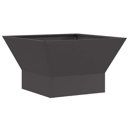 Tapered square steel fire pit 60x60cm angle view - black steel with square base - Pyrova
