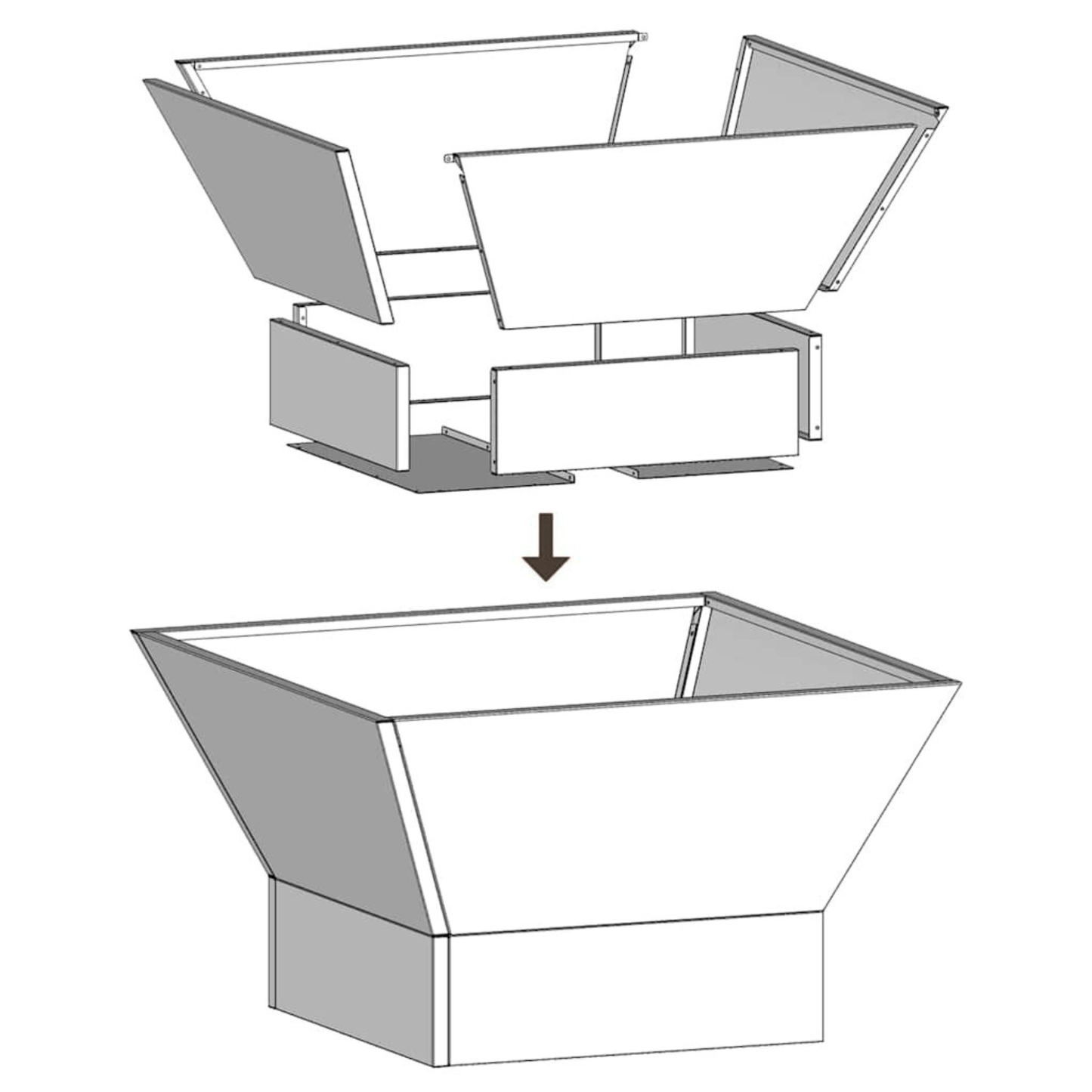 Tapered square steel fire pit 60cm assembly guide - easy self assembly steps - Pyrova
