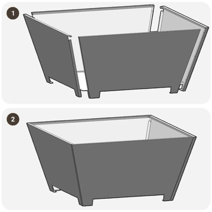 Tapered square steel fire pit assembly guide step 1 and 2 - easy self assembly - Pyrova