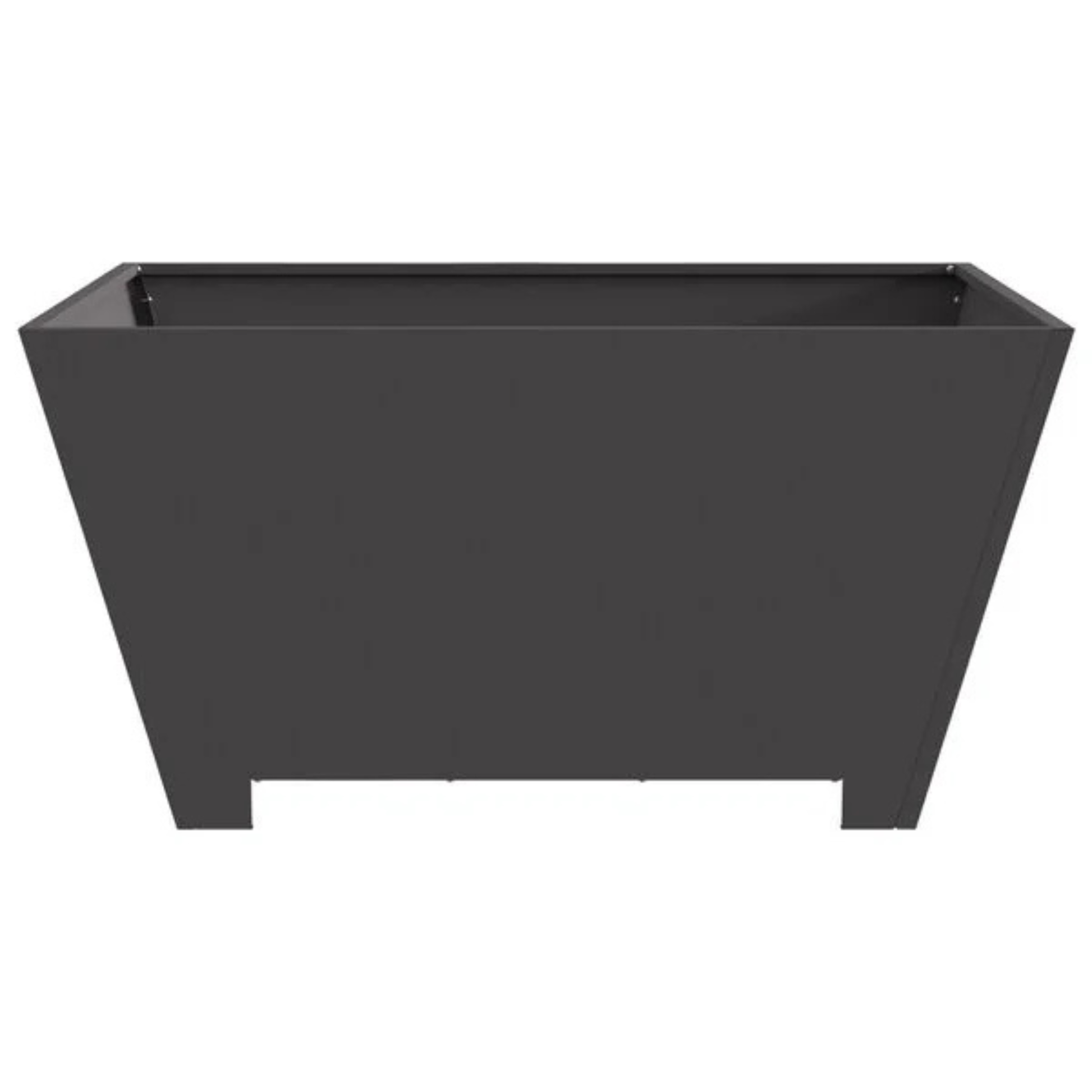 Tapered square steel fire pit front view - clean matte black finish - Pyrova