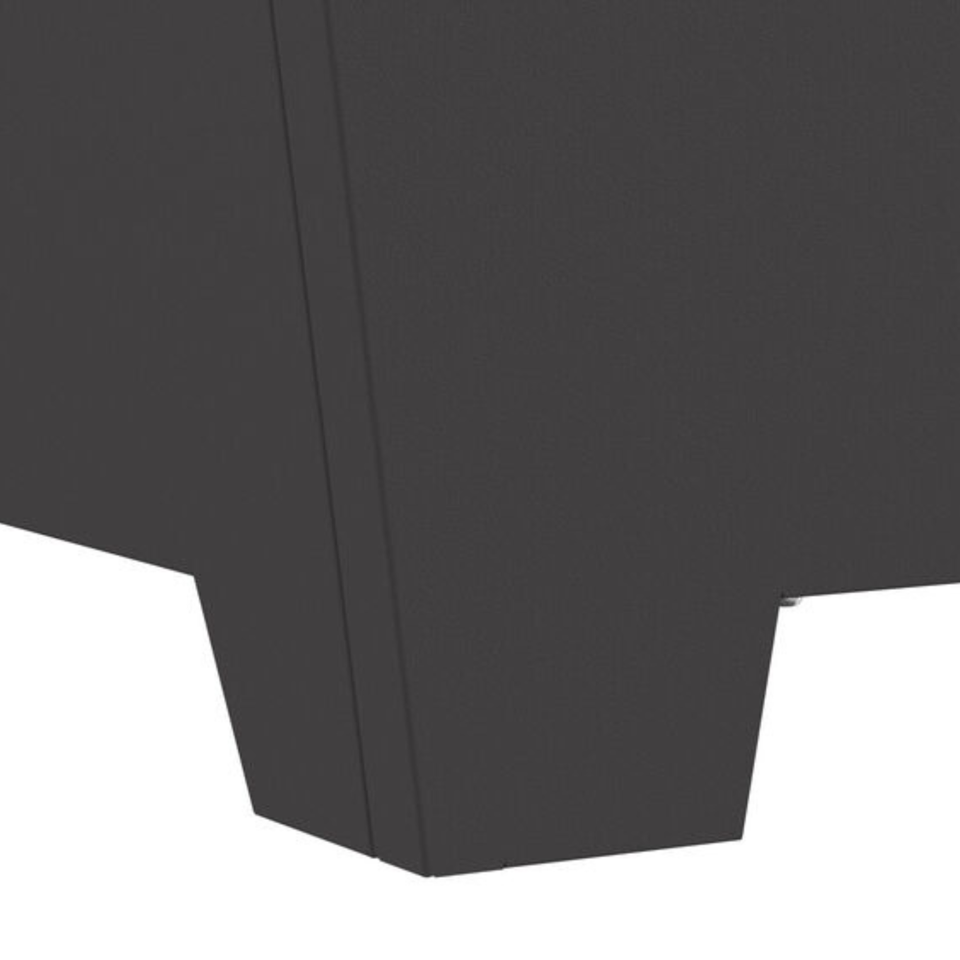Tapered square fire pit leg detail close up - matte black finish - Pyrova